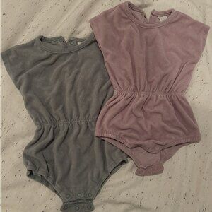 H&M terrycloth baby onesies, sage and lavendar, 9M